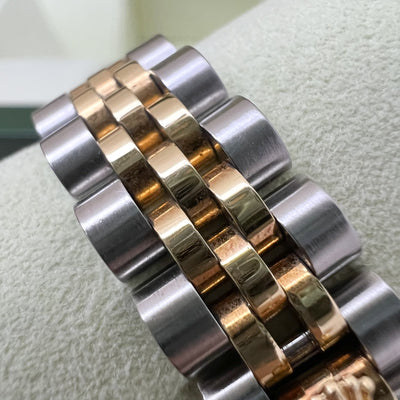Rolex Lady's Datejust (26mm) with Vignette Red Dial with 10 Diamond Markers, 18K Yellow Gold Bezel and 18K Yellow Gold + Stainless Steel Jubilee Link Bracelet