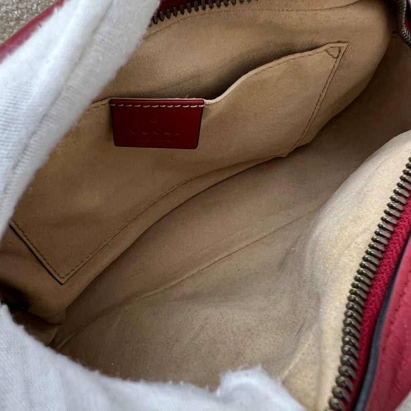 Gucci Marmont Small Camera Bag in Red Matelasse Chevron Leather and AGHW