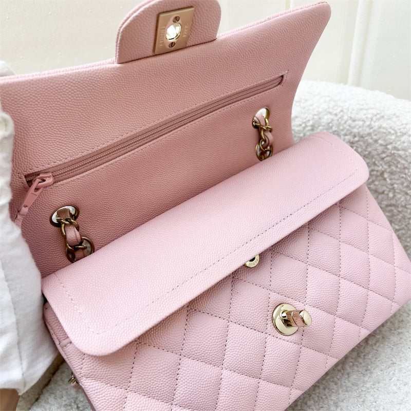 Chanel Small Classic Flap CF in 22B Pink Caviar and LGHW