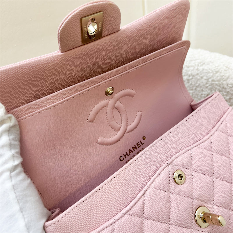 Chanel Small Classic Flap CF in 22B Pink Caviar and LGHW