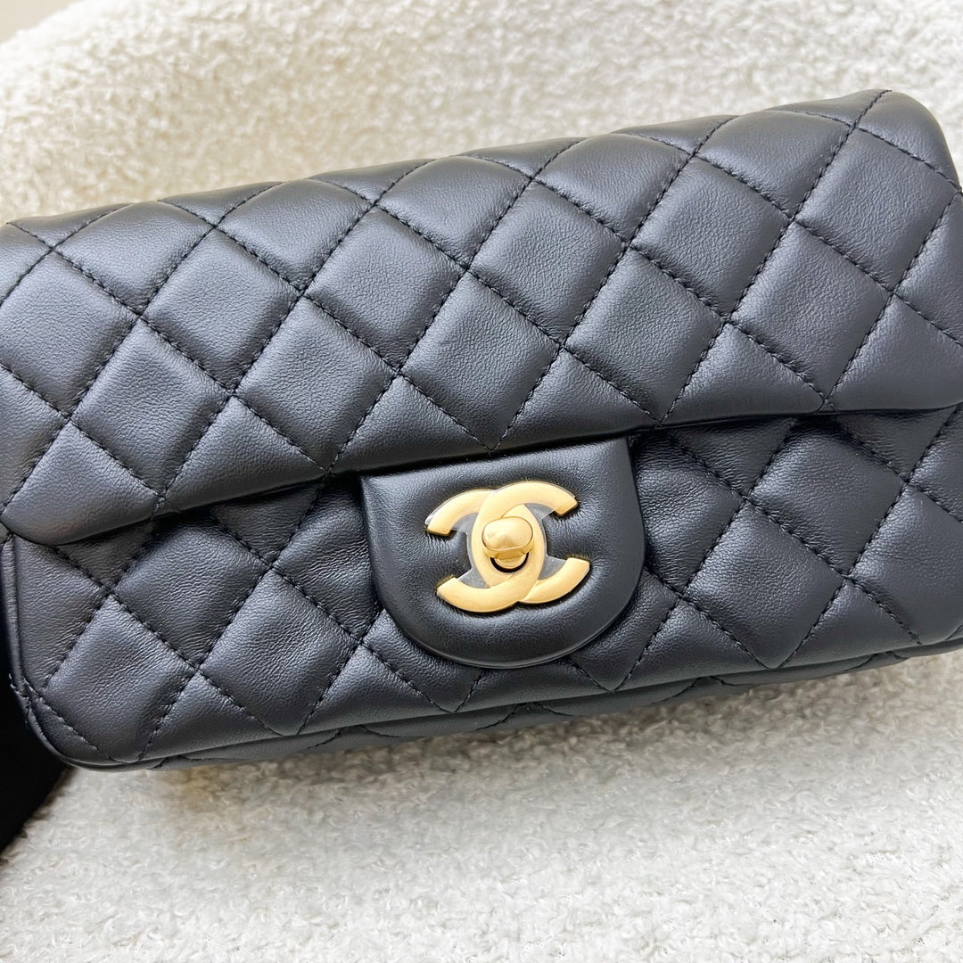 Chanel Pearl Crush Mini Rectangular Flap in Black Lambskin and