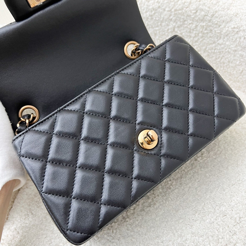 Chanel Classic Mini Rectangle Flap in Black Lambskin and Rose Gold HW