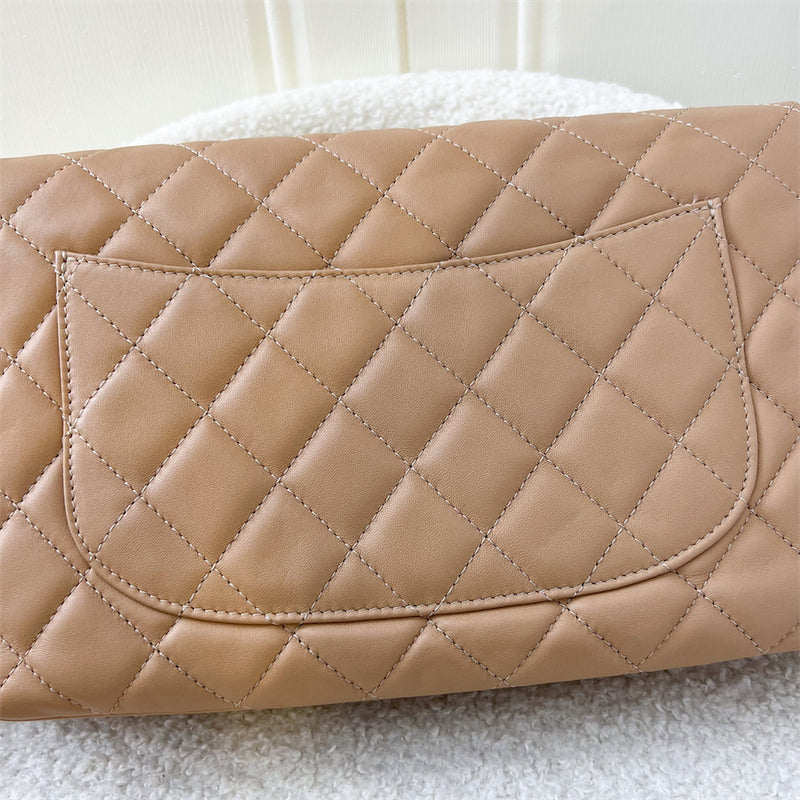 Chanel Triple Pocket Accordion Flap in Milk Tea Beige Lambskin and SHW