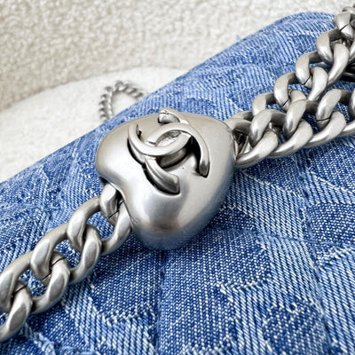 Chanel 23P Heart Adjustable Chain Vanity in Denim and SHW (Model: AP3204)