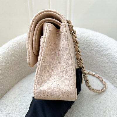Chanel Small Classic Flap CF in 22C Beige Clair Caviar and LGHW (Model: A0113)