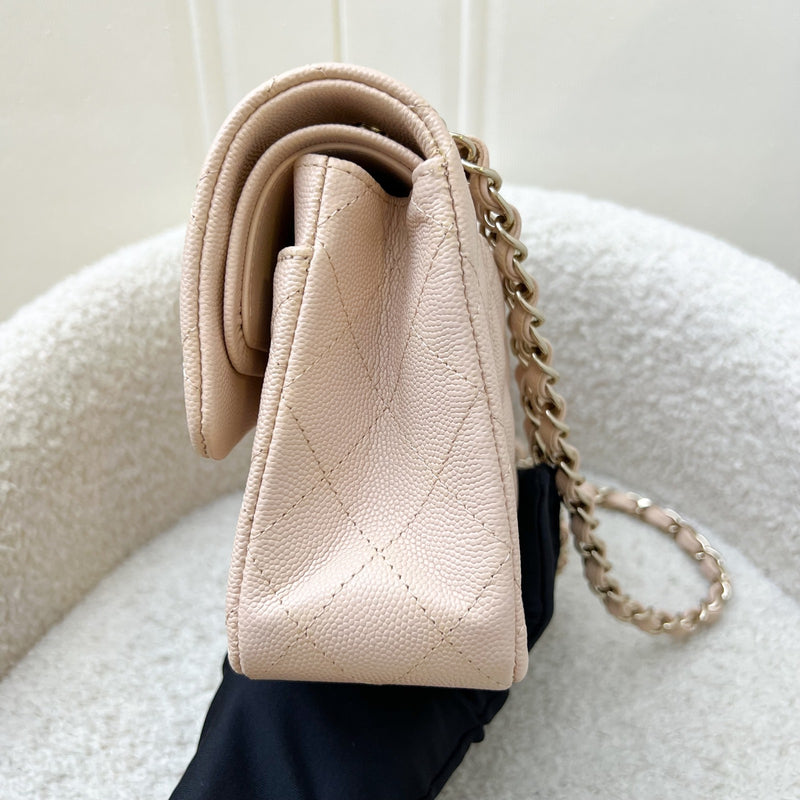 Chanel Small Classic Flap CF in 22C Beige Clair Caviar and LGHW (Model: A0113)