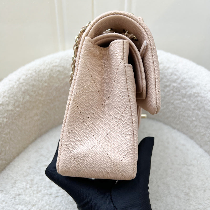 Chanel Small Classic Flap CF in 22C Beige Clair Caviar and LGHW (Model: A0113)