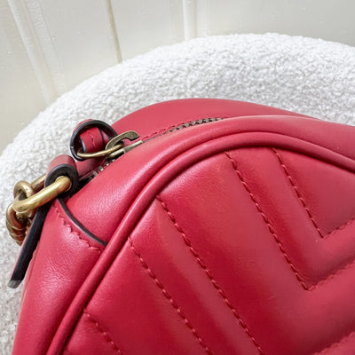 Gucci Marmont Small Camera Bag in Red Matelasse Chevron Leather and AGHW