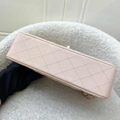 Chanel Small Classic Flap CF in 22C Beige Clair Caviar and LGHW (Model: A0113)