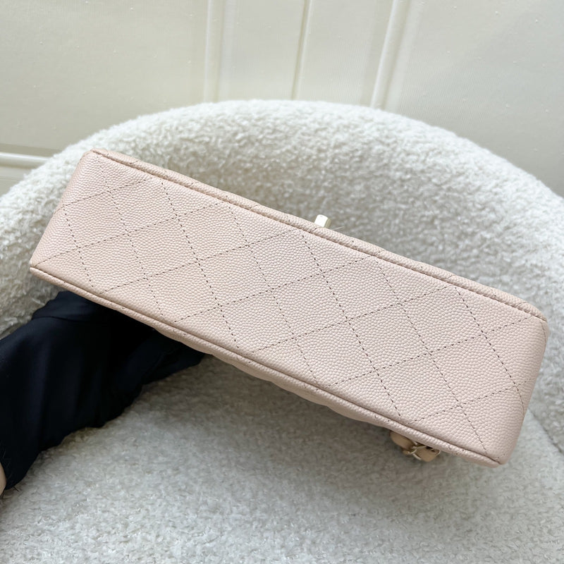 Chanel Small Classic Flap CF in 22C Beige Clair Caviar and LGHW (Model: A0113)