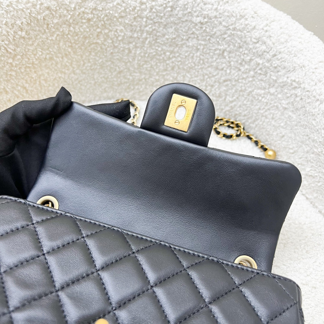 Chanel Pearl Crush Mini Rectangular Flap in Black Lambskin and