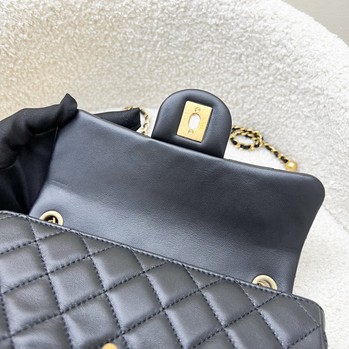 Chanel Pearl Crush Mini Rectangular Flap in Black Lambskin and