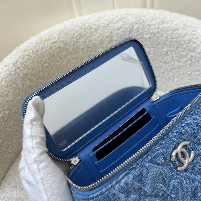 Chanel 23P Heart Adjustable Chain Vanity in Denim and SHW (Model: AP3204)