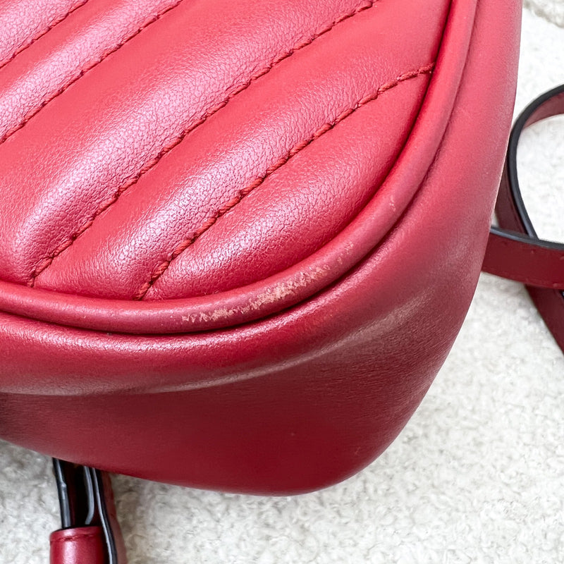 Gucci Marmont Small Camera Bag in Red Matelasse Chevron Leather and AGHW