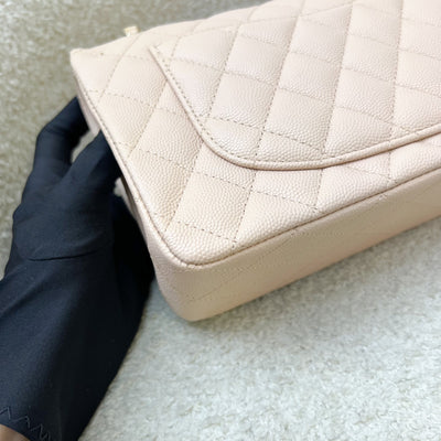Chanel Small Classic Flap CF in 22C Beige Clair Caviar and LGHW (Model: A0113)