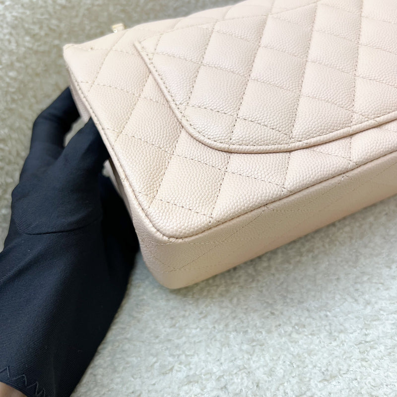 Chanel Small Classic Flap CF in 22C Beige Clair Caviar and LGHW (Model: A0113)