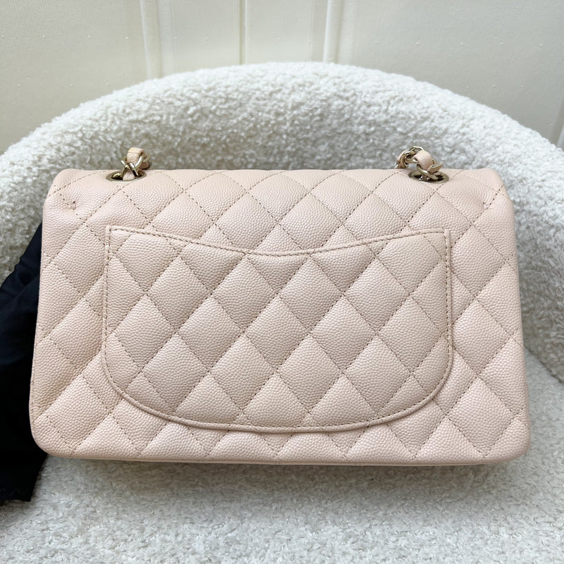 Chanel Small Classic Flap CF in 22C Beige Clair Caviar and LGHW (Model: A0113)