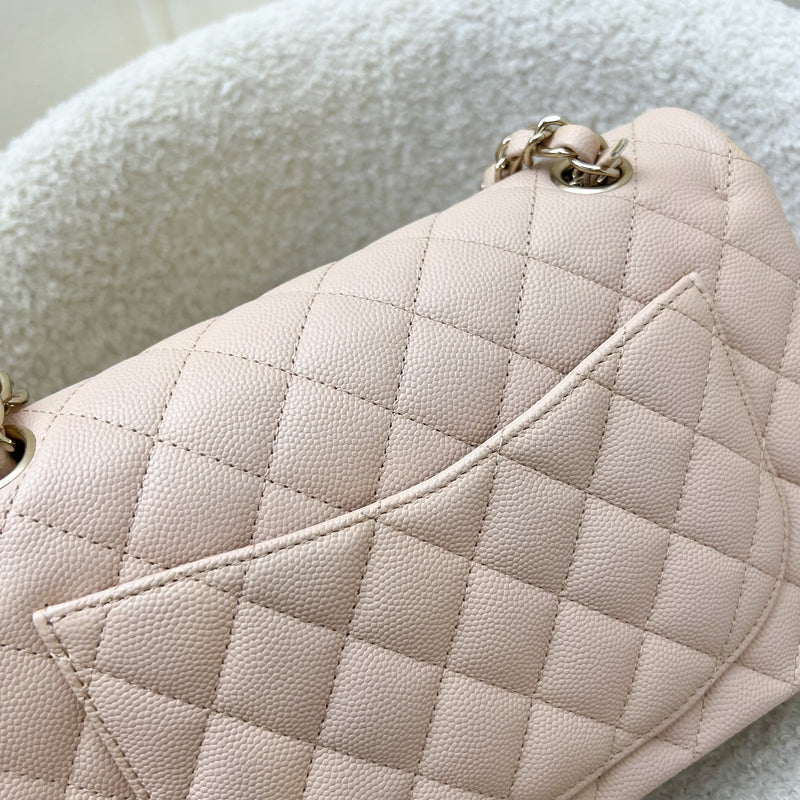 Chanel Small Classic Flap CF in 22C Beige Clair Caviar and LGHW (Model: A0113)