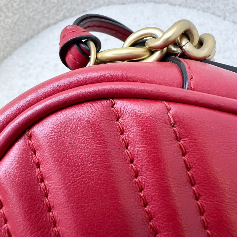 Gucci Marmont Small Camera Bag in Red Matelasse Chevron Leather and AGHW