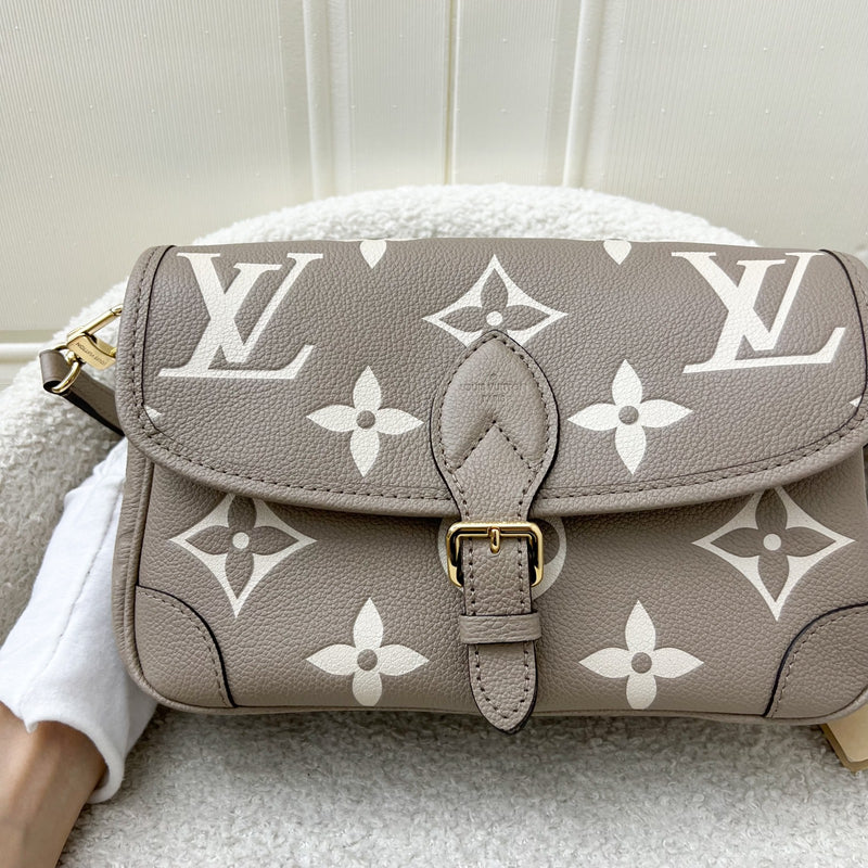 LV Diane PM in Tourterelle (Grey) / Creme Giant Monogram Empreinte Leather and GHW