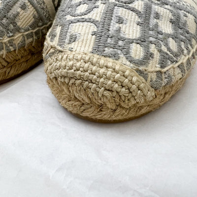 Dior Granville Espadrille in Stone Gray Oblique Embroidered Cotton Size 37