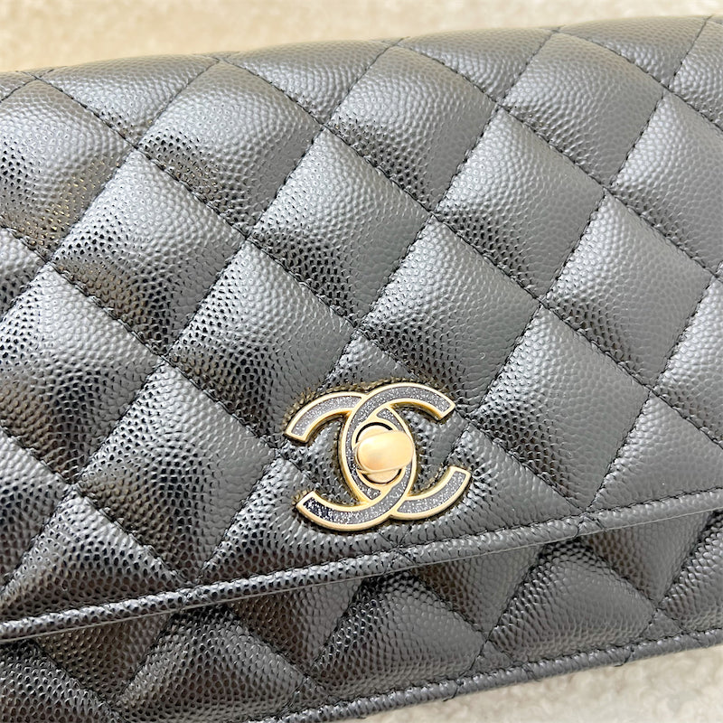 Chanel 24C Wallet on Chain WOC with Star and RollerBlade Charms in Shiny Black Caviar and AGHW