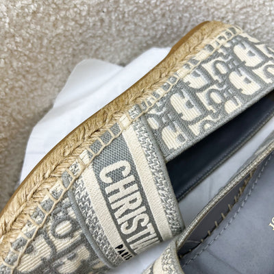 Dior Granville Espadrille in Stone Gray Oblique Embroidered Cotton Size 37