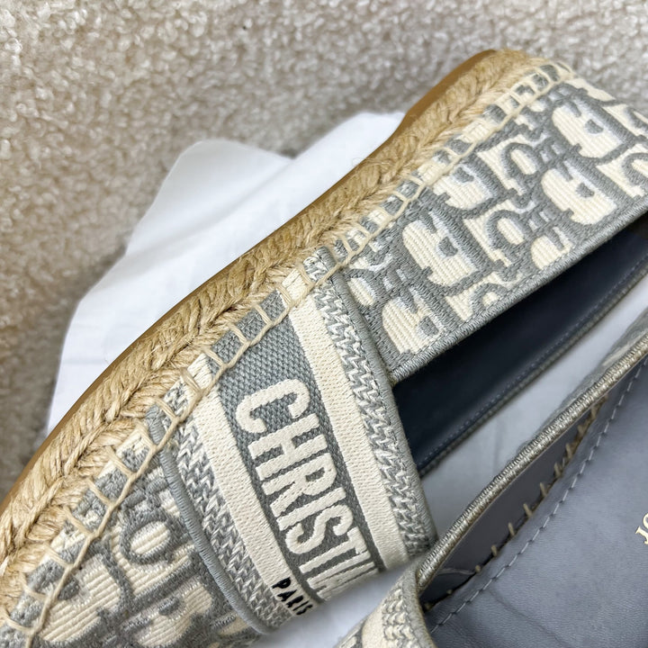 Dior Granville Espadrille in Stone Gray Oblique Embroidered Cotton