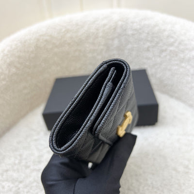 Chanel Seasonal Snap Card Holder in Black Caviar and AGHW