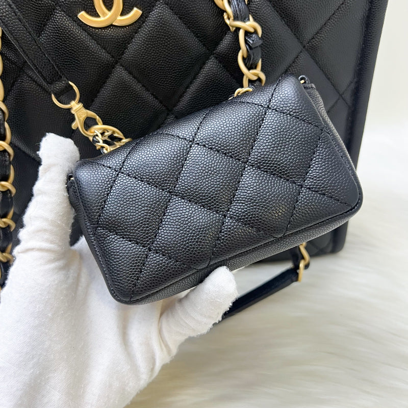 Chanel 24A "2-in-1" Small Tote in Black Caviar and AGHW (Model: AS4940)