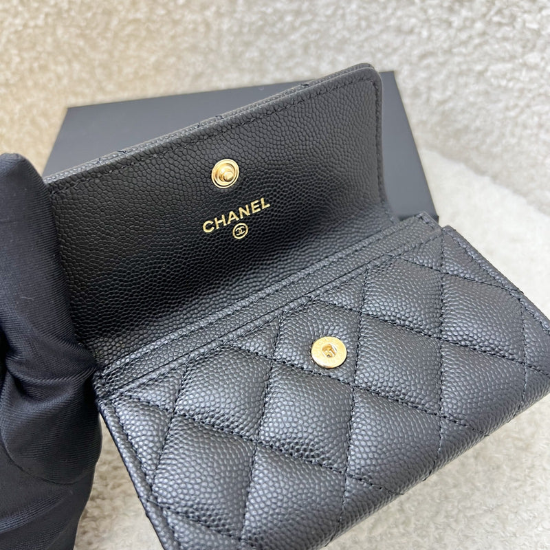 Chanel Seasonal Snap Card Holder in Black Caviar and AGHW