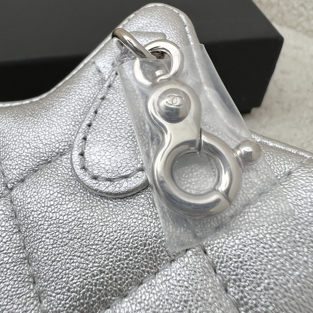 Chanel VIP Gift 24C Star Pouch Charm in Iridescent Silver Lambskin