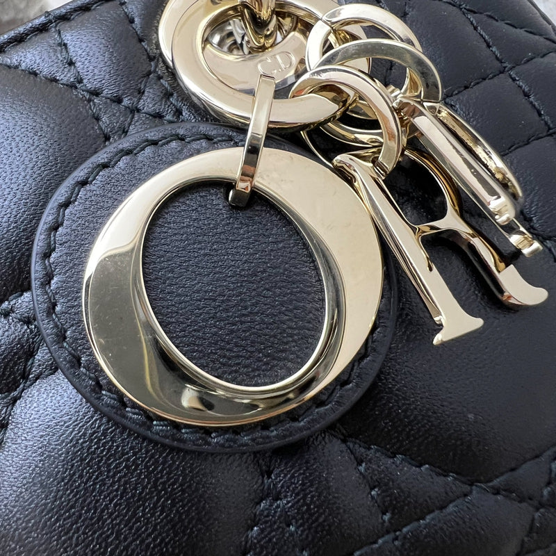 Dior Micro Lady D-Joy Bag in Black Cannage Lambskin and LGHW (Model: S0910ONGE)