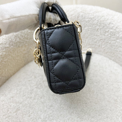 Dior Micro Lady D-Joy Bag in Black Cannage Lambskin and LGHW (Model: S0910ONGE)