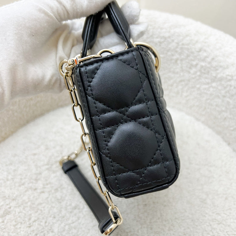 Dior Micro Lady D-Joy Bag in Black Cannage Lambskin and LGHW (Model: S0910ONGE)