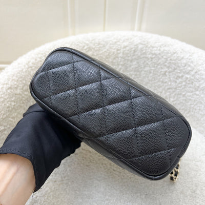 Chanel Classic Quilted Hobo Clutch on Chain in Black Caviar and LGHW (Model: AP4386)