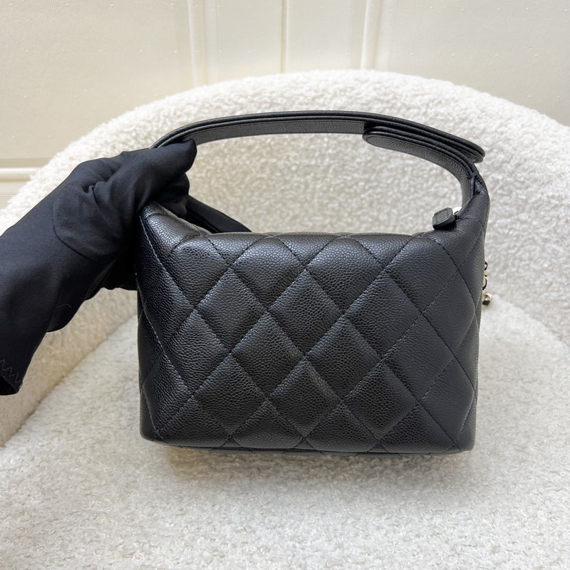 Chanel Classic Quilted Hobo Clutch on Chain in Black Caviar and LGHW (Model: AP4386)