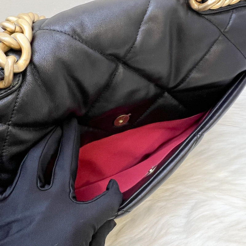 Chanel 19 Maxi Flap in Black Lambskin and 3-tone HW (Model: AS1162)