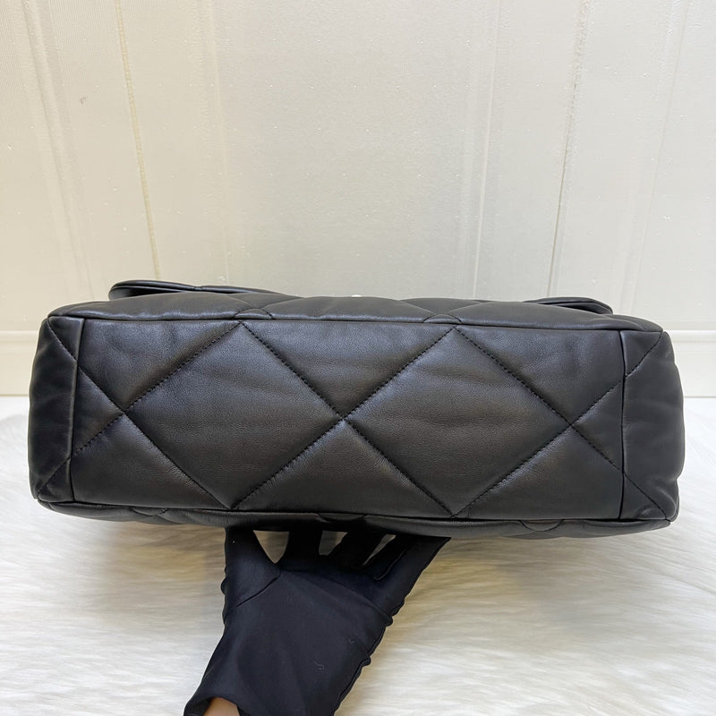 Chanel 19 Maxi Flap in Black Lambskin and 3-tone HW (Model: AS1162)