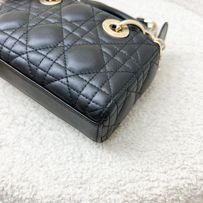 Dior Micro Lady D-Joy Bag in Black Cannage Lambskin and LGHW (Model: S0910ONGE)