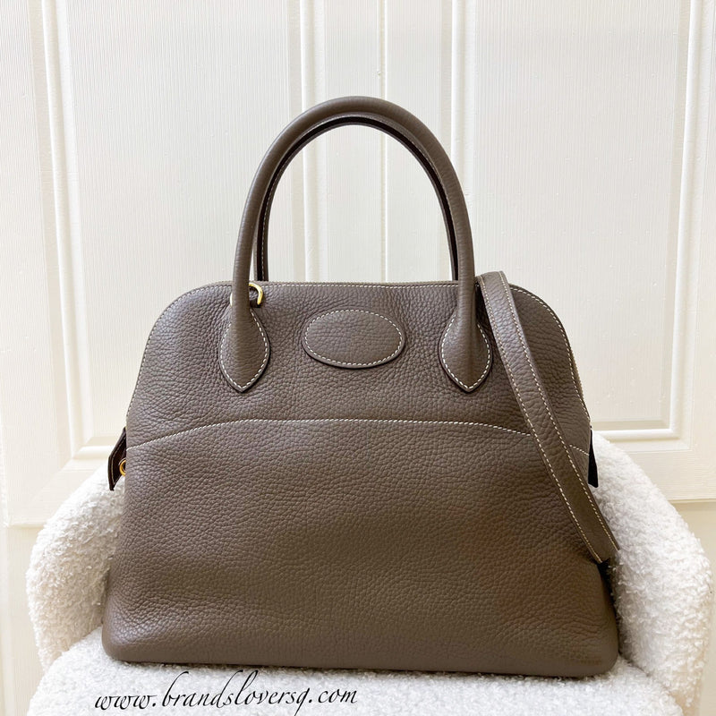 Hermes Bolide 31 in Etoupe Clemence Leather and GHW