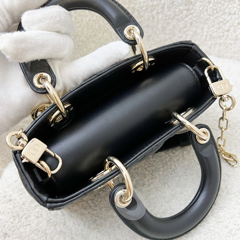 Dior Micro Lady D-Joy Bag in Black Cannage Lambskin and LGHW (Model: S0910ONGE)