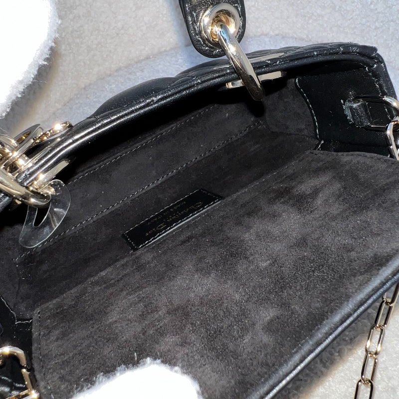 Dior Micro Lady D-Joy Bag in Black Cannage Lambskin and LGHW (Model: S0910ONGE)