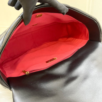 Chanel 19 Maxi Flap in Black Lambskin and 3-tone HW (Model: AS1162)