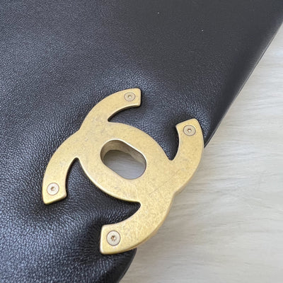 Chanel 19 Maxi Flap in Black Lambskin and 3-tone HW (Model: AS1162)