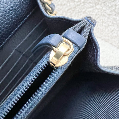 Chanel Square Wallet on Chain WOC in Metallic Blue Caviar and LGHW (Model: A84310)