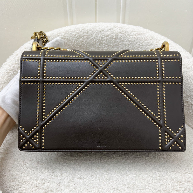 Dior Diorama Shoulder Bag in Dark Brown Leather and GHW