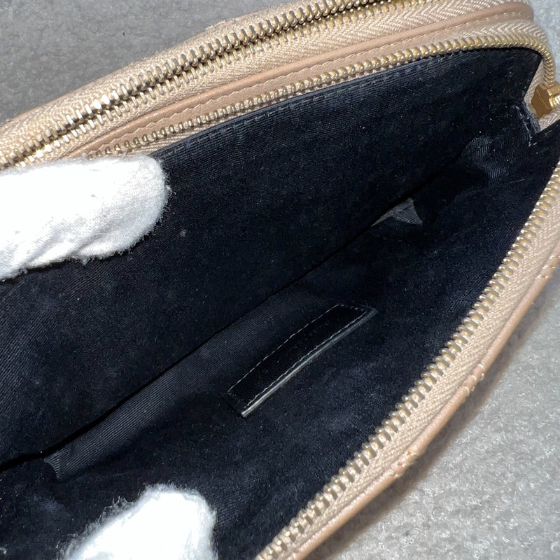 Saint Laurent YSL Mini Becky Double Zip Camera Bag in Beige Quilted Leather and AGHW