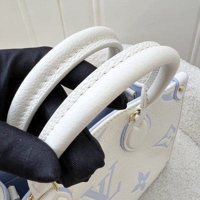 LV Milky Way Onthego PM Tote in Latte and Candy Blue Giant Monogram Empreinte Leather and GHW