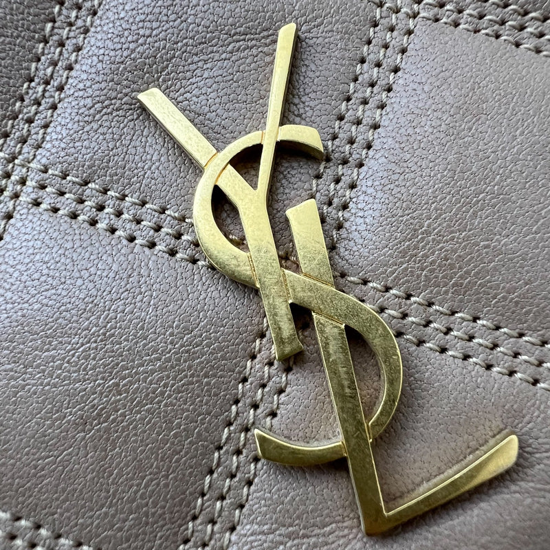 Saint Laurent YSL Mini Becky Double Zip Camera Bag in Beige Quilted Leather and AGHW